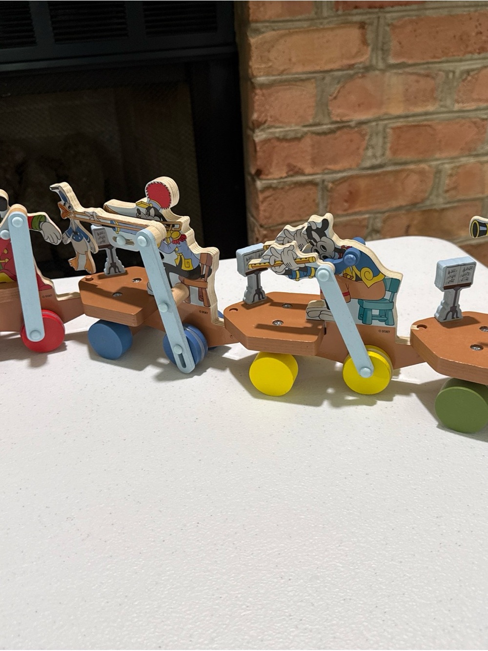 Disney Wooden Pull Train with Red, Blue, Yellow & Green Wheels